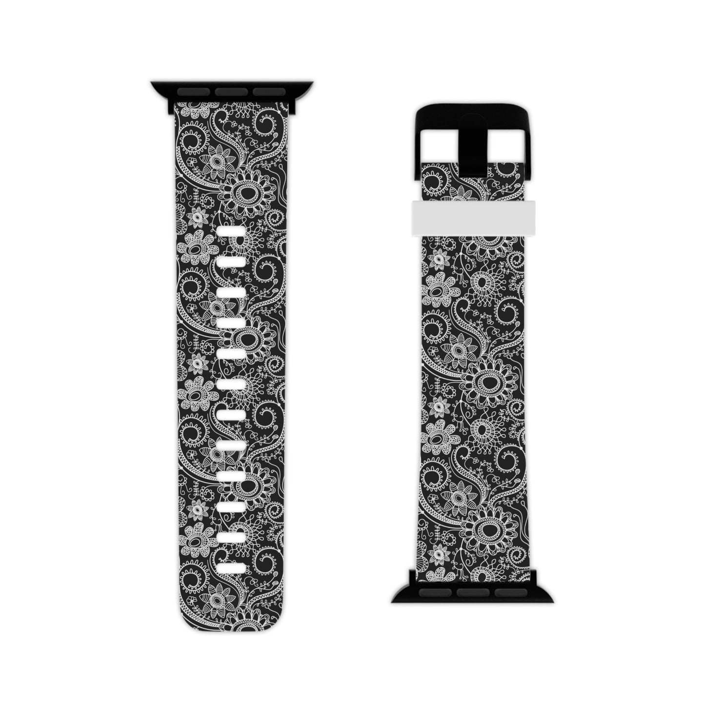 Black and White Flowers - Watch Band for Apple Watch