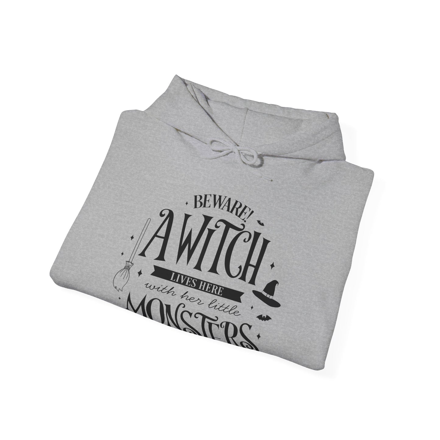 Halloween - A Witch Lives Here with Her Little Monsters - Trick or Treat - Unisex Heavy Blend™ Hooded Sweatshirt