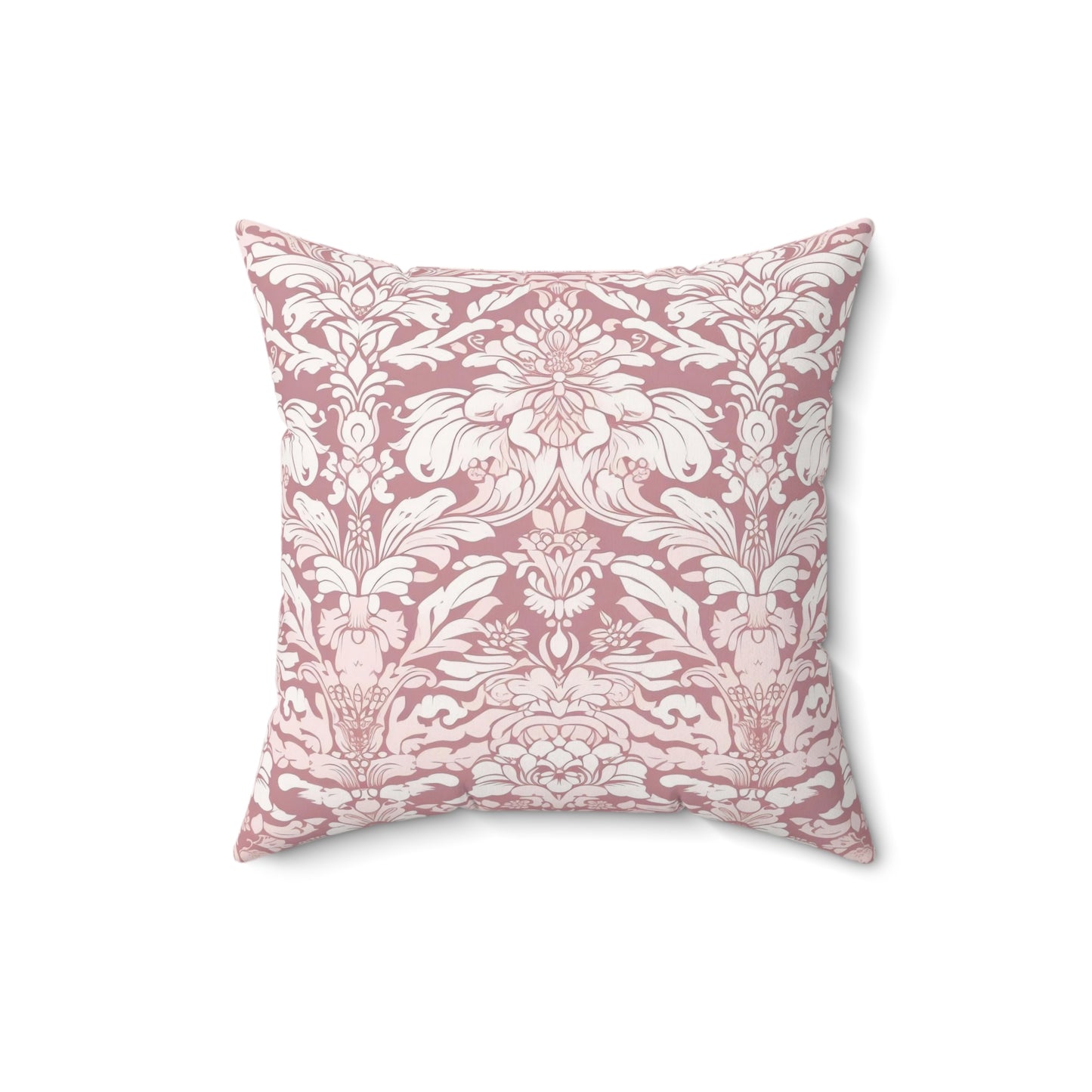 Pink Damask 15 - Beautiful, Shabby Chic, Boho, Fun - Faux Suede Square Pillow