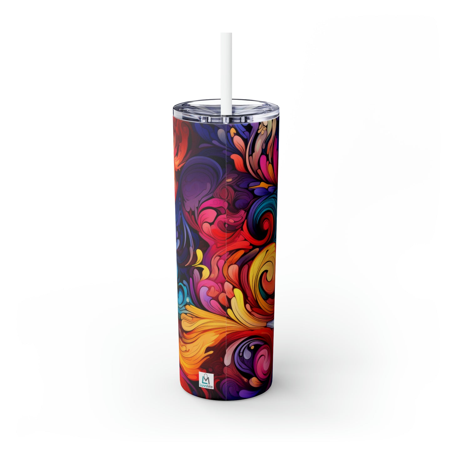 Rainbow Paisley 1.3 - Skinny Tumbler with Straw, 20oz - Stainless Steel