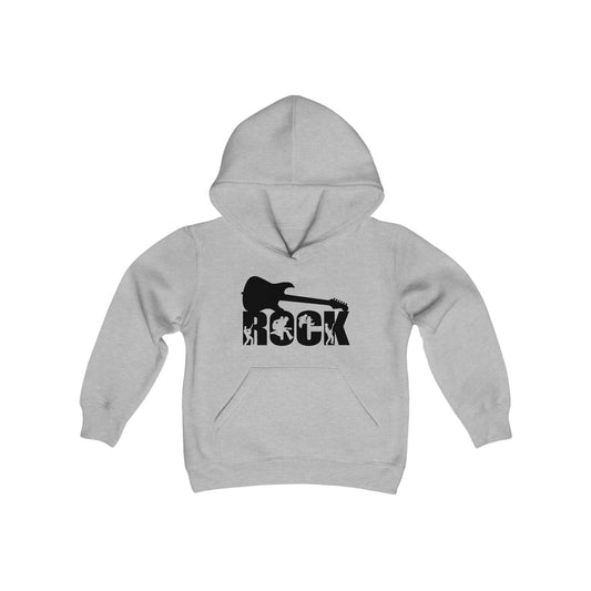 ROCK - Guitar Players Silhouette Cutouts - Youth Heavy Blend Hooded Sweatshirt