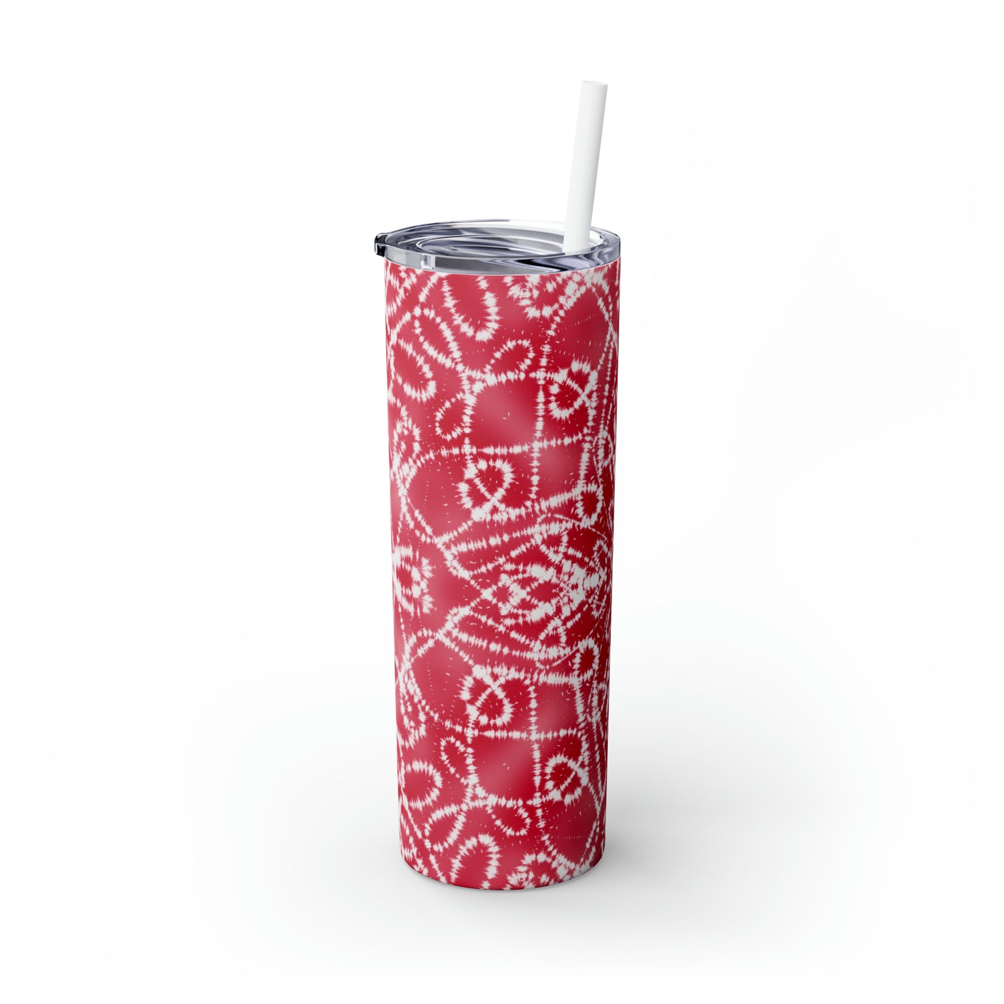 Red Batik - Skinny Tumbler with Straw, 20oz - Stainless Steel