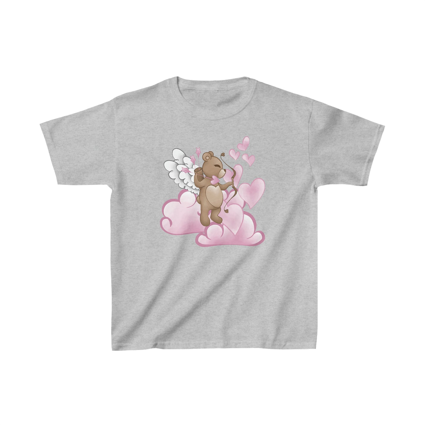 Valentine's Bear with Wings and Arrows - Kids Heavy Cotton Tee