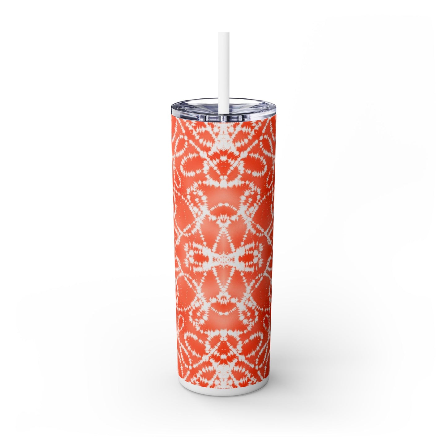 Batik - Orange - Skinny Tumbler with Straw, 20oz - Stainless Steel