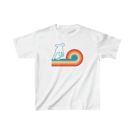 Skateboarder Silhouette - Retro - Kids Heavy Cotton Tee