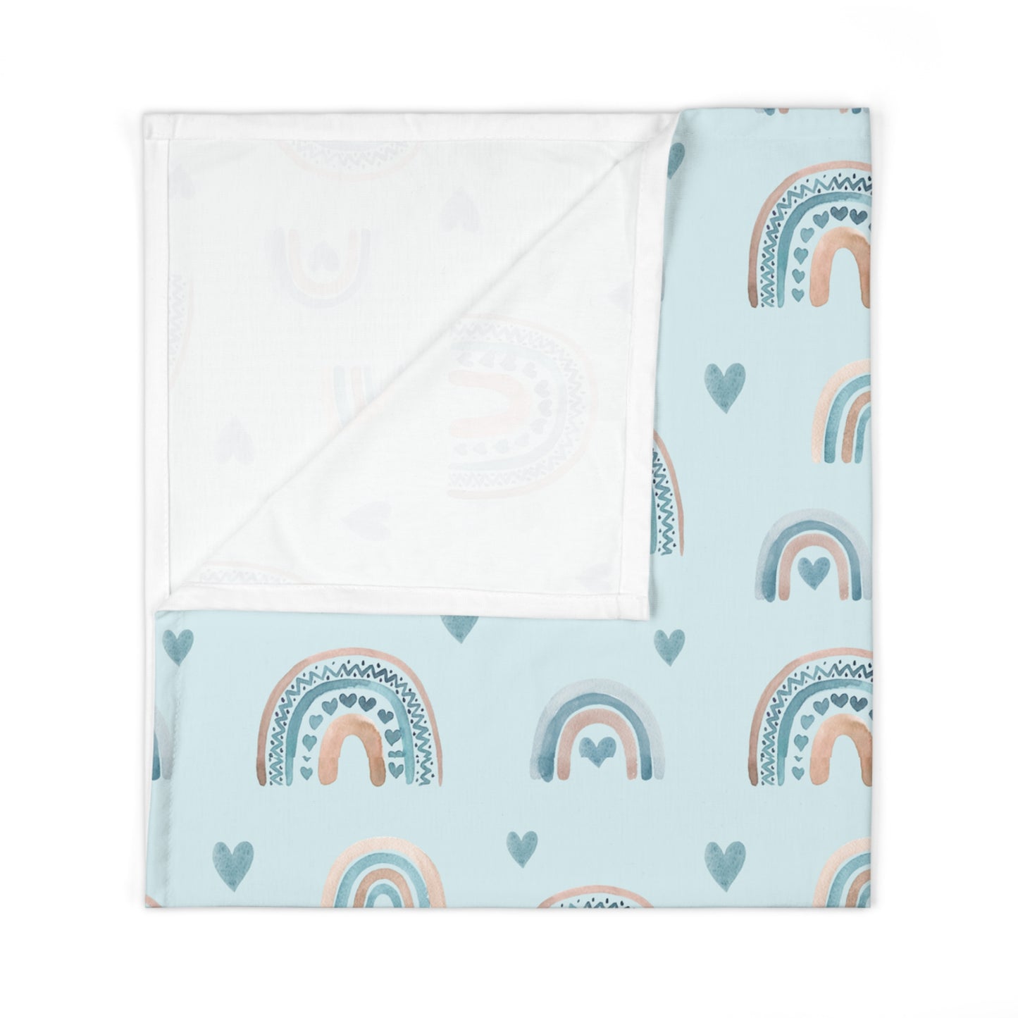 Blue Boho Rainbow Pattern 4 - Baby Swaddle Blanket