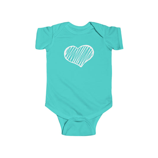 White Scribble Heart - Infant Fine Jersey Bodysuit