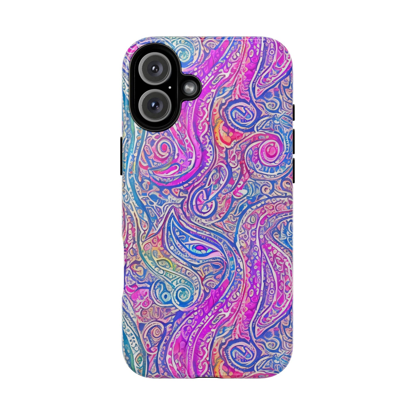 iPhone 16 and iPhone 15 Series - Abstract Swirl Purple, Blue, Orange, Green - Tough Phone Cases