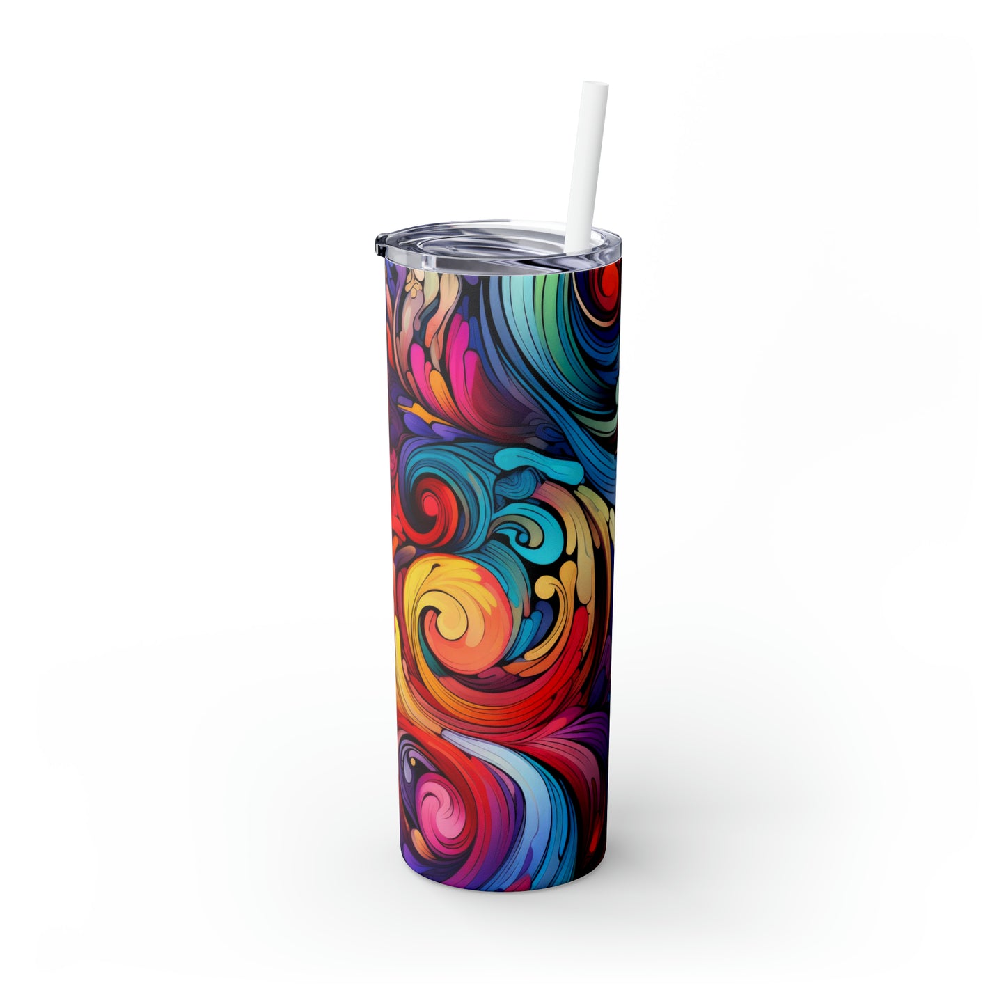 Rainbow Paisley 1.3 - Skinny Tumbler with Straw, 20oz - Stainless Steel