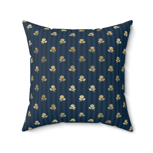 Blue and Gold Paris Pattern 13 - Faux Suede Square Pillow
