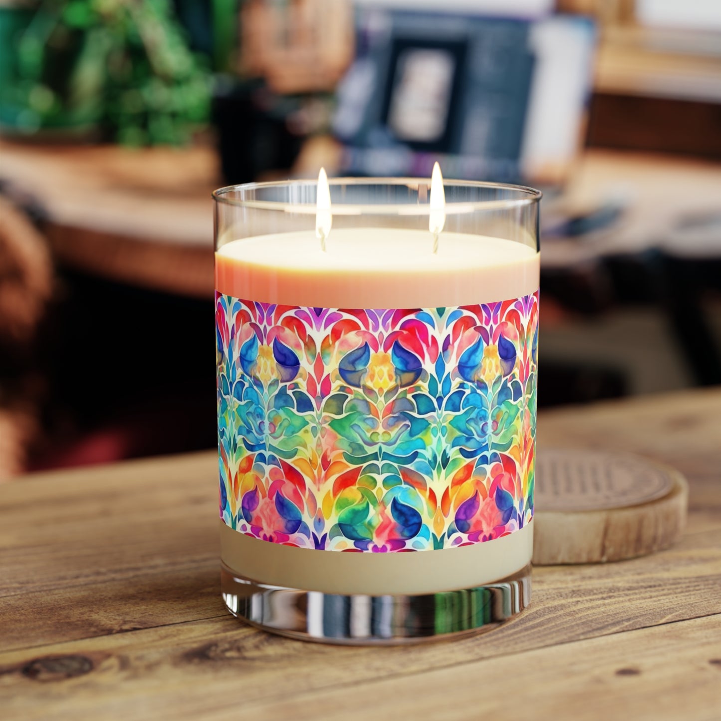 Vibrant Rainbow Watercolor - Scented Candle - 11oz