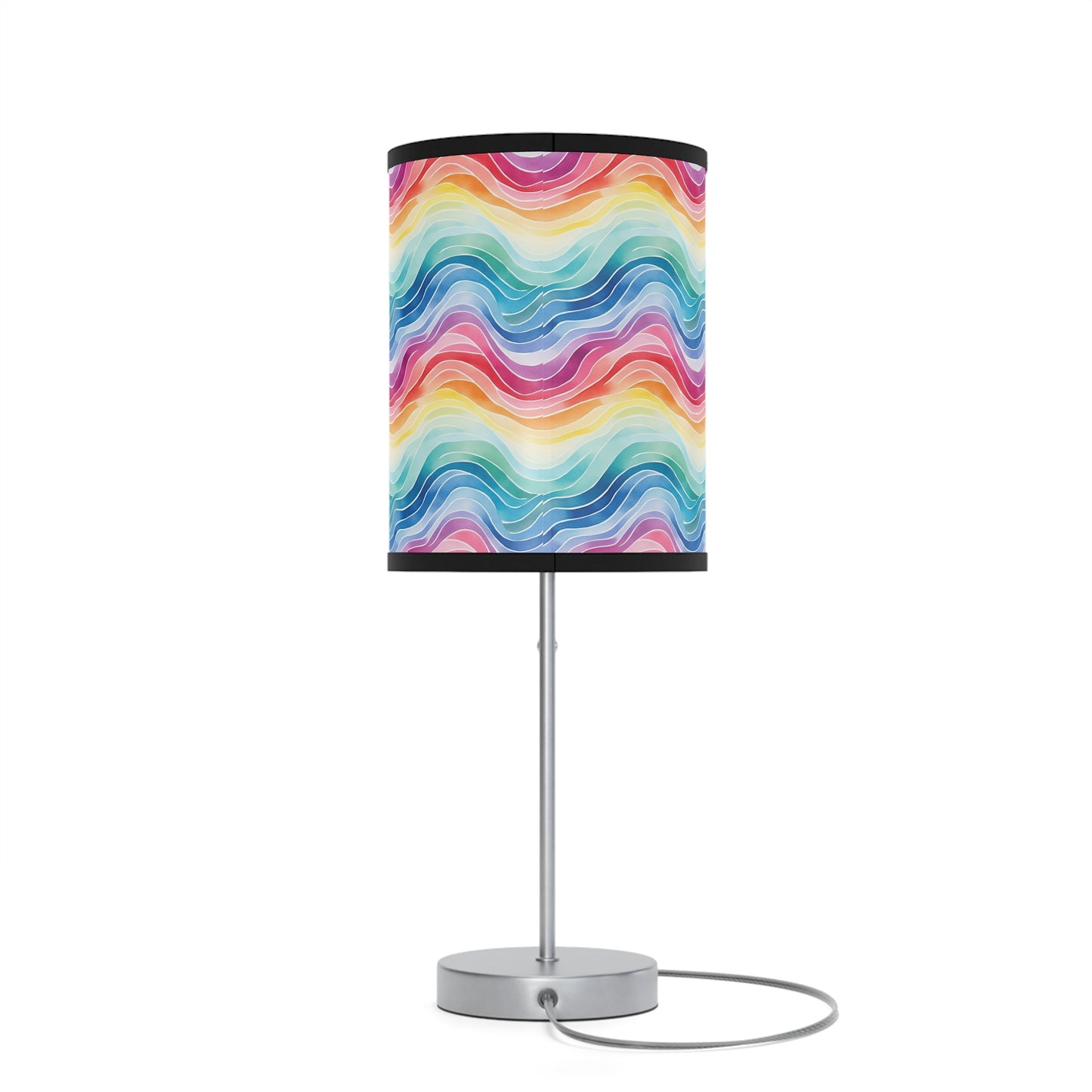Rainbow Watercolor Waves - Lamp on a Stand, US|CA plug