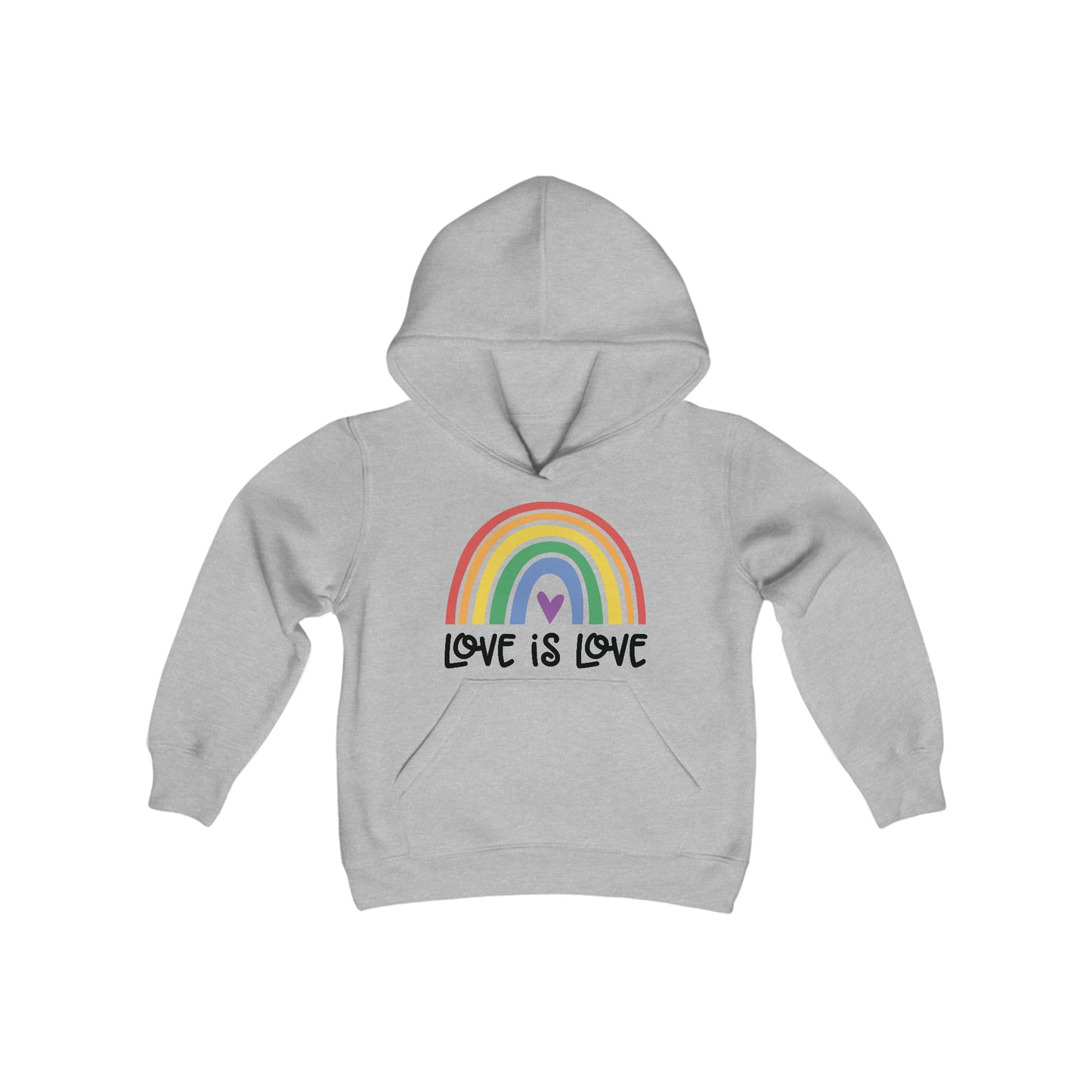 Love is Love - Boho Rainbow - PRIDE - LGBTQ - Self Love - Self Acceptance - Love Equality - Youth Heavy Blend Hooded Sweatshirt