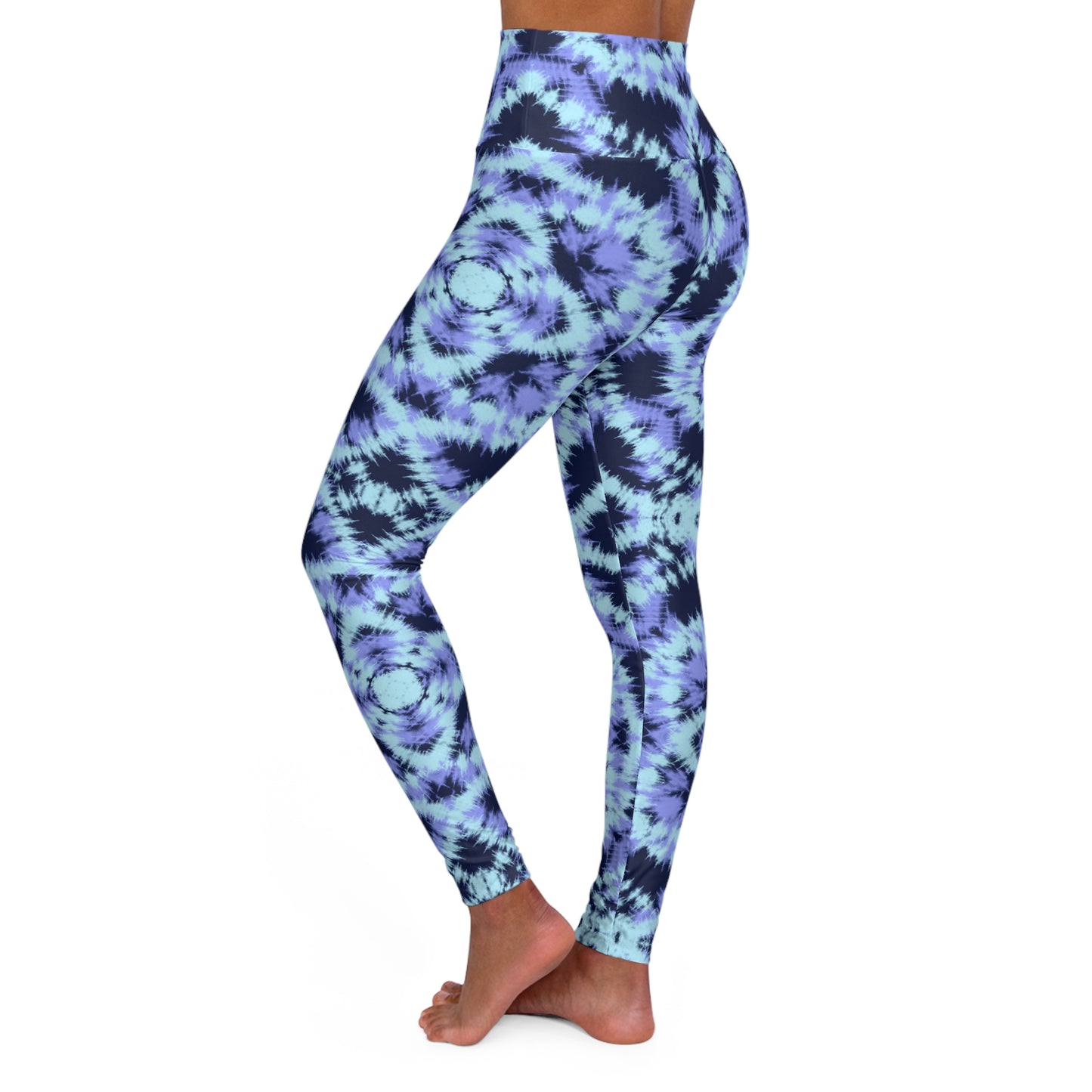 Blue and Purple Batik - High Waisted Yoga Leggings