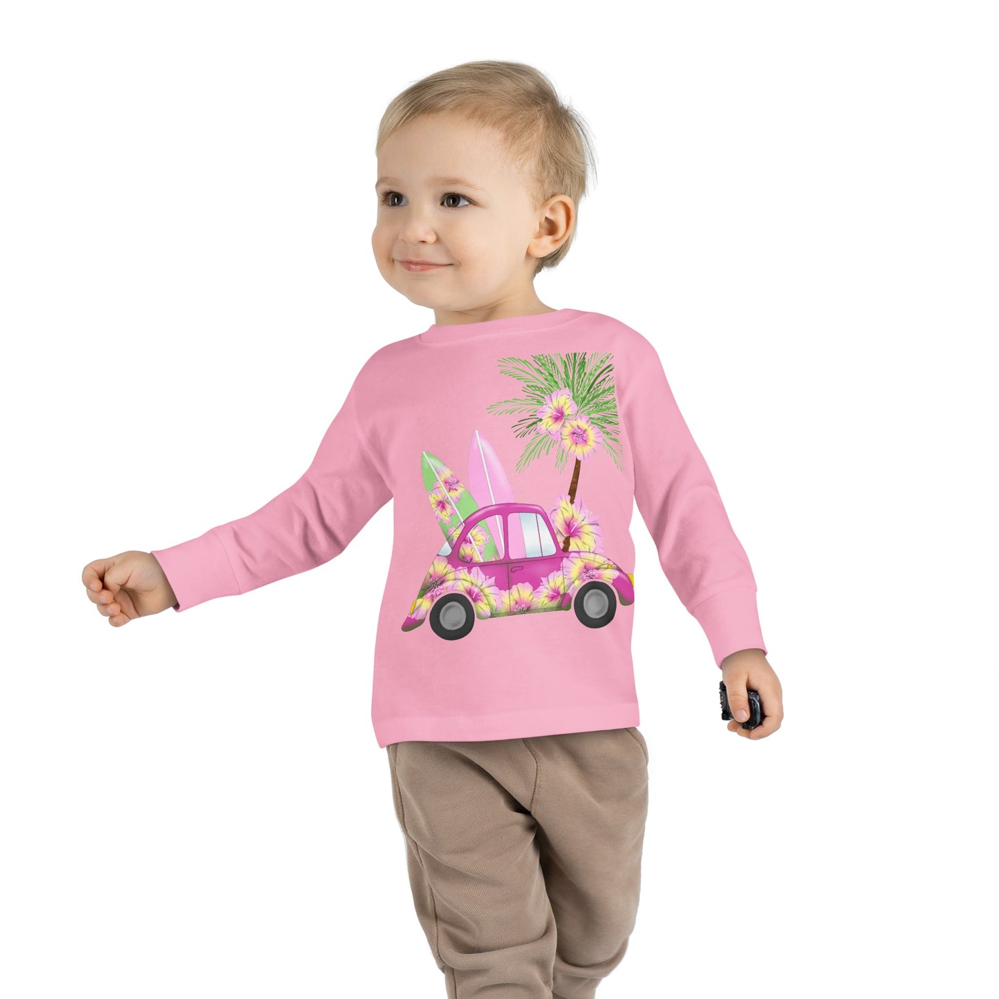 Surf's Up Pink - Toddler Long Sleeve Tee