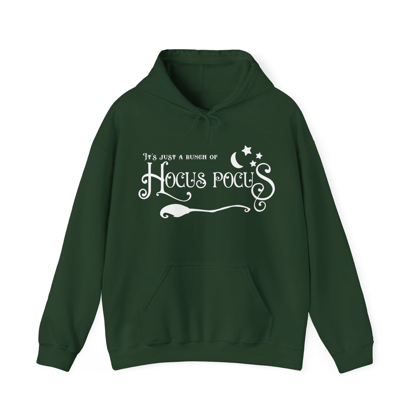 Halloween - It's Just a Bunch of Hocus Pocus - Witch - Broom - Stars - Moon - Unisex Heavy Blend™ Hooded Sweatshirt
