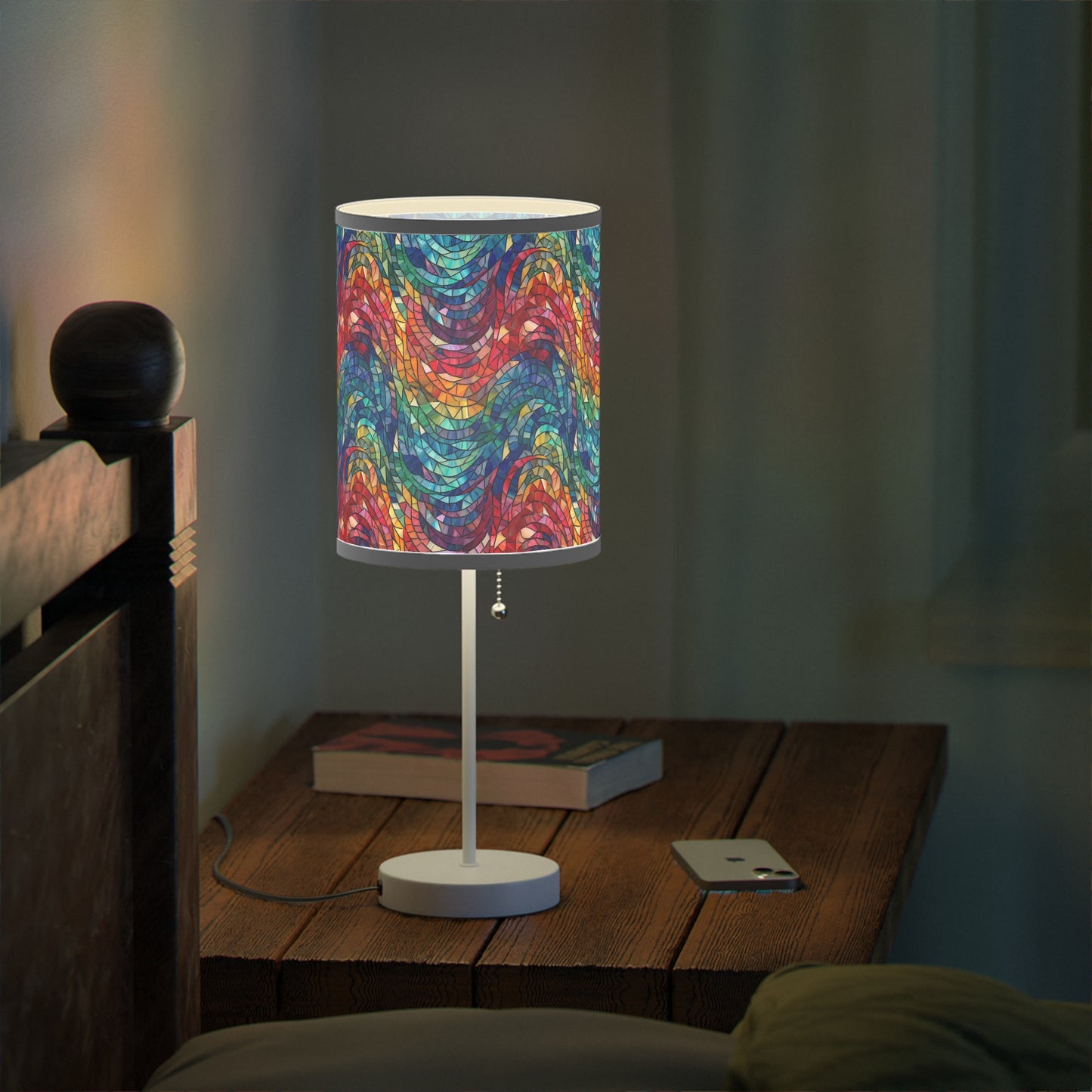 Beautiful and Vibrant - Gemstone Swirl Mosaic 17 - Lamp on a Stand, US|CA plug