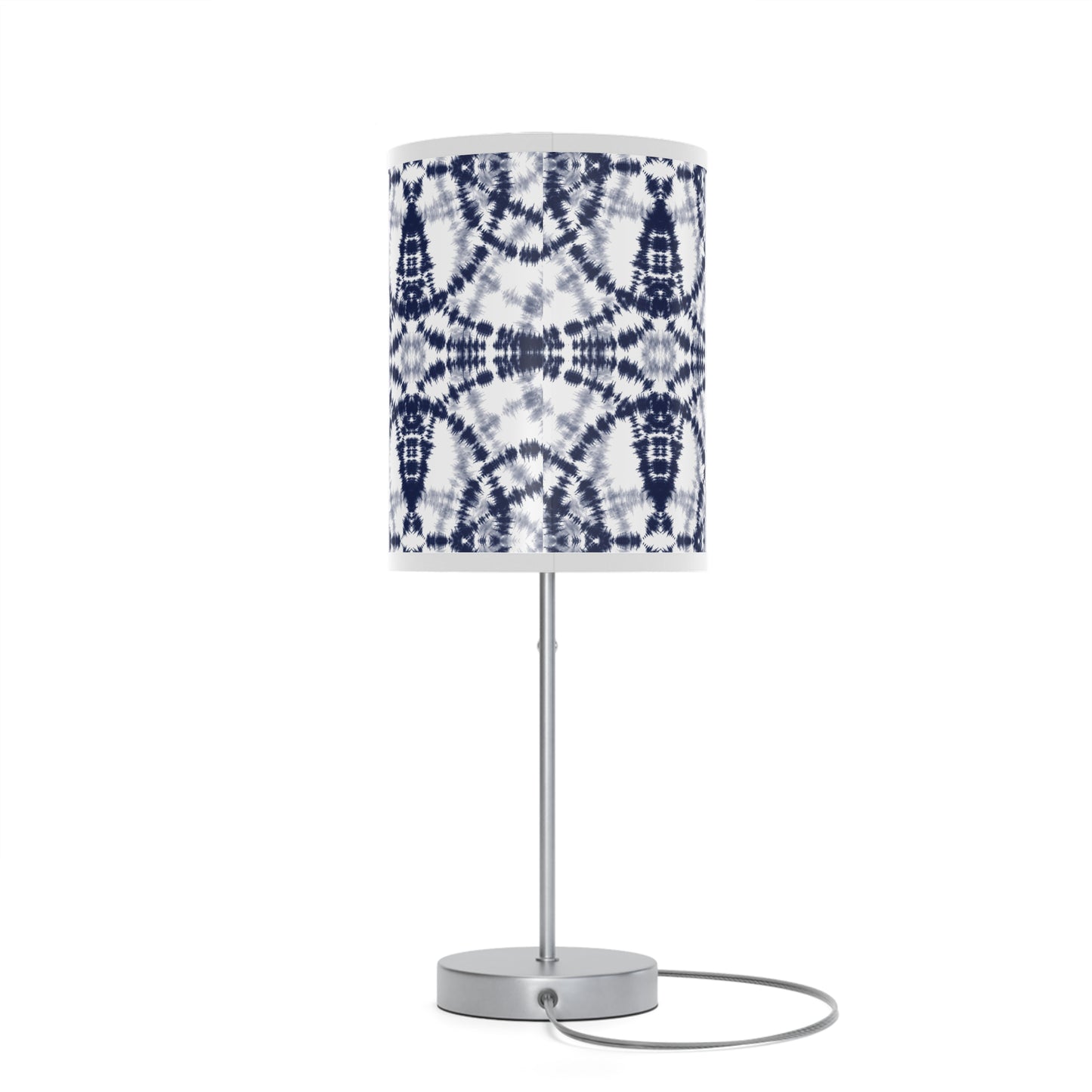 White and Navy Batik - Lamp on a Stand, US|CA plug