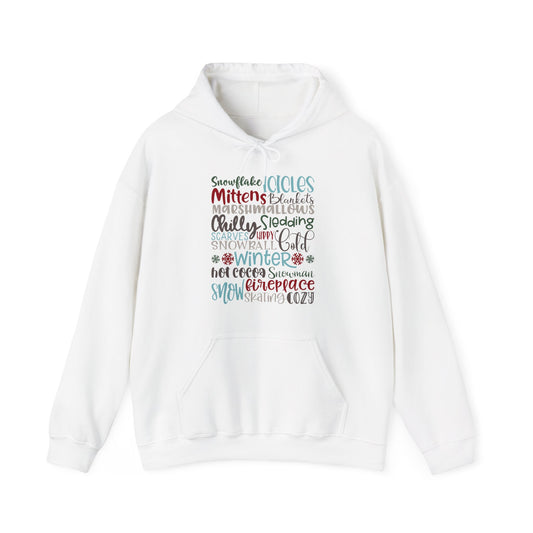 Winter Words Subway - Fun Winter - Cute Winter Words - Unisex Heavy Blend™ Hooded Sweatshirt