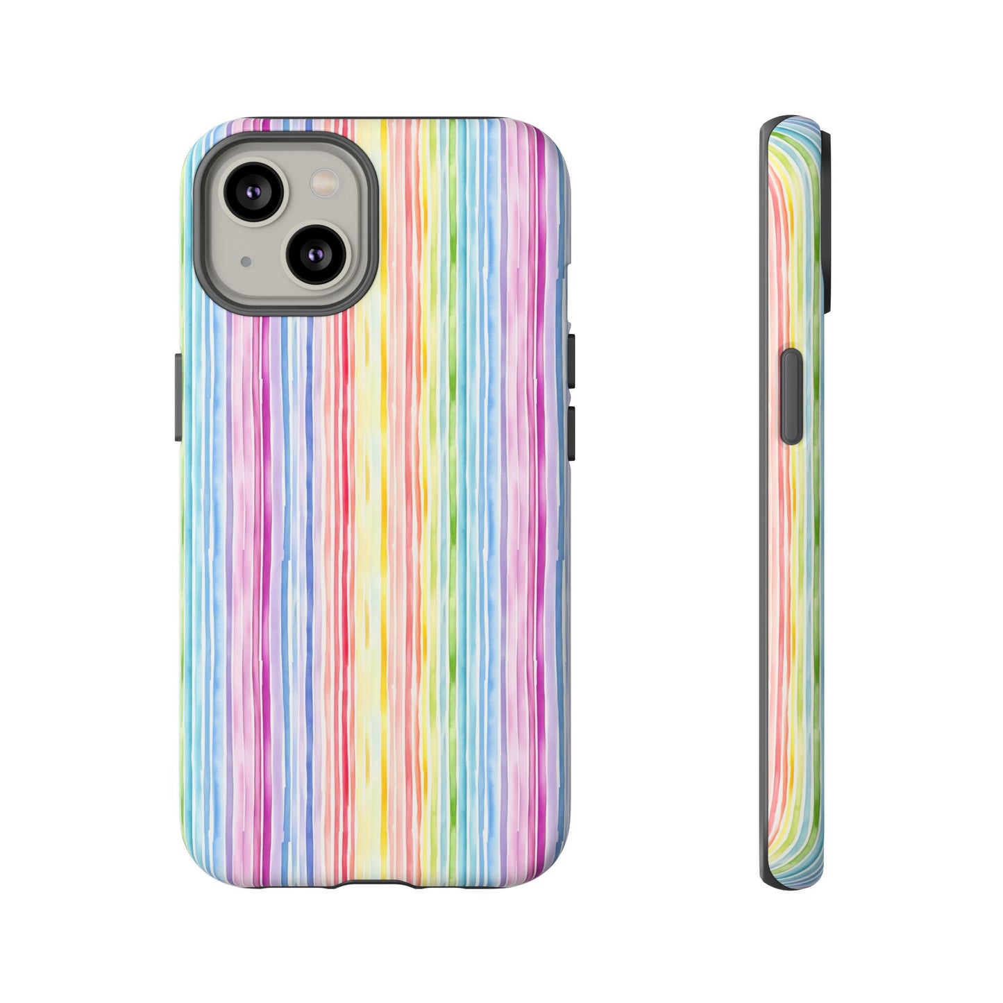 iPhone 14, 1Phone 14 Pro, iPhone 14 Plus, iPhone 14 Pro Max - Pastel Rainbow Vertical Stripes - Tough Phone Cases