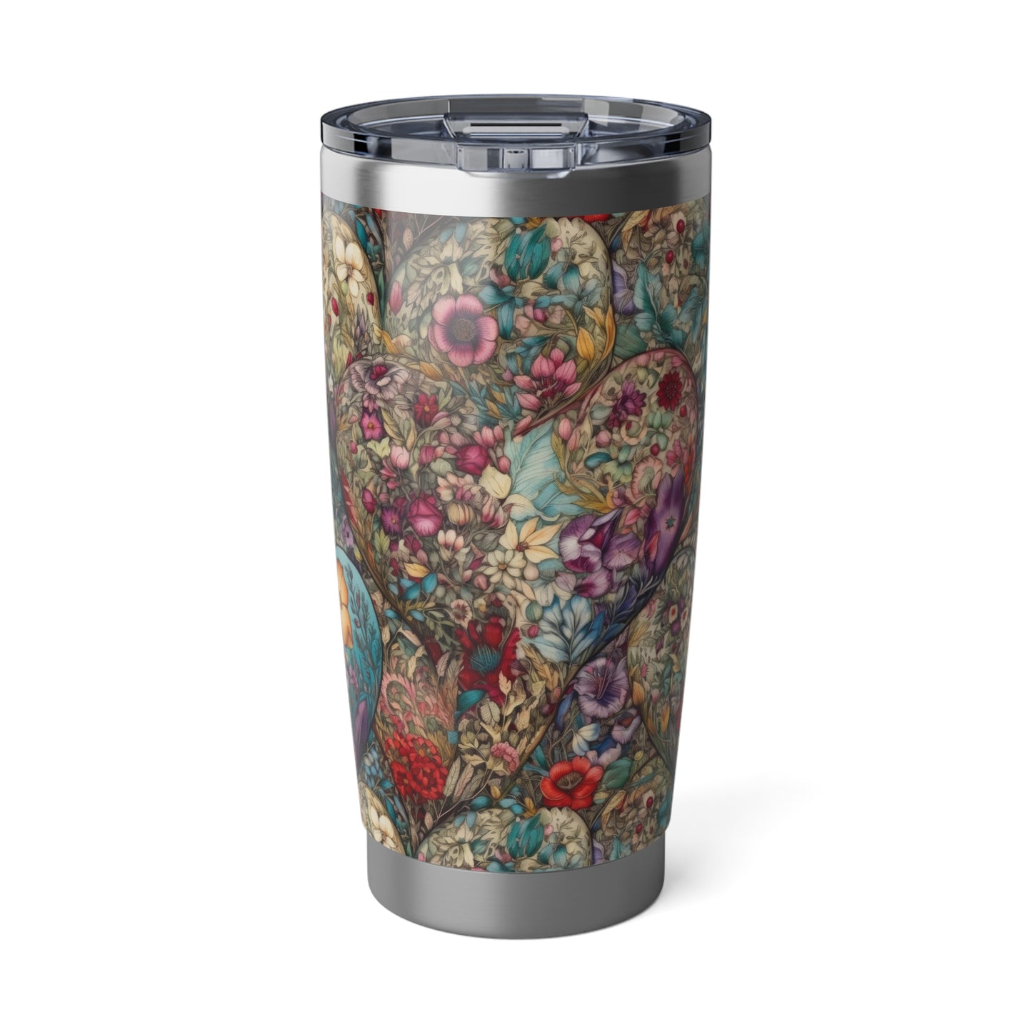 Fabric Hearts with Flowers 1.12 - Vagabond 20oz Tumbler - Stainless Steel - Double Wall