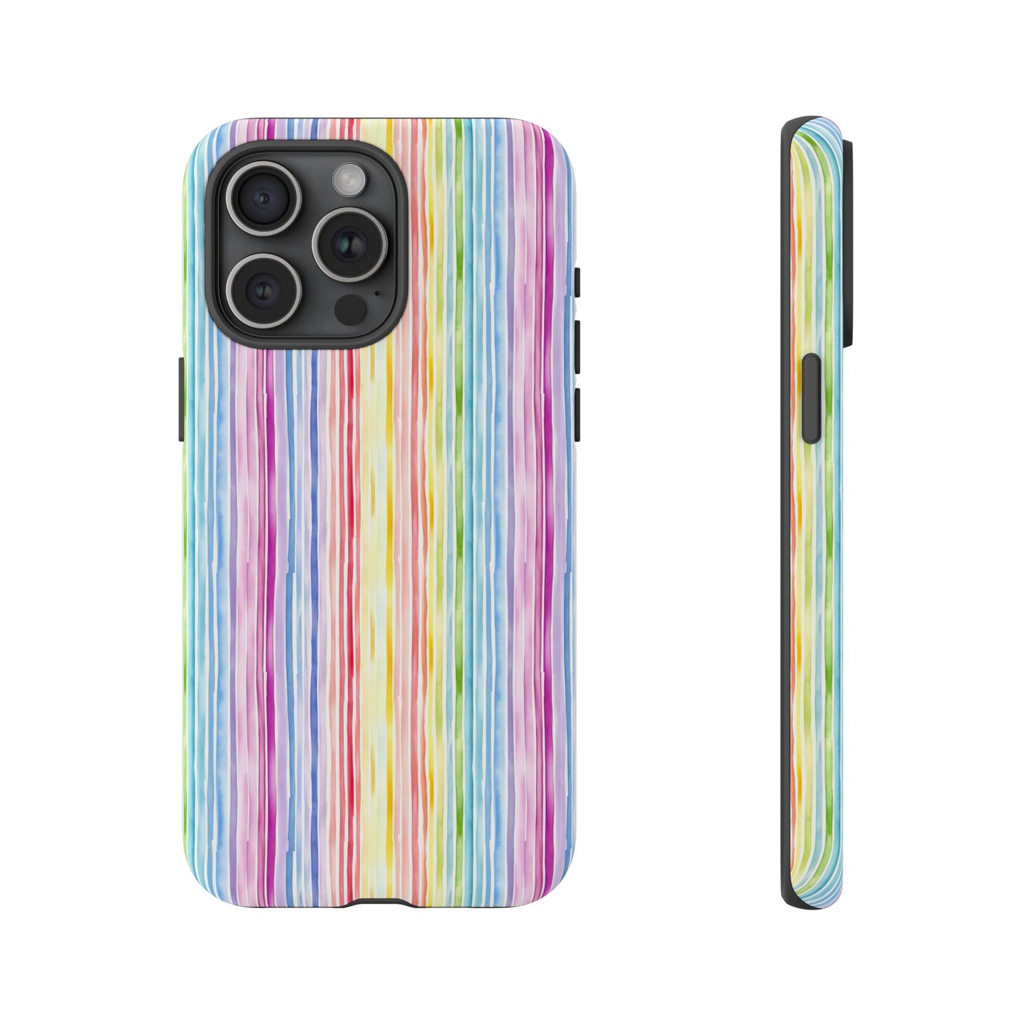 iPhone 16 and iPhone 15 Series - Pastel Rainbow Vertical Stripes - Tough Phone Cases