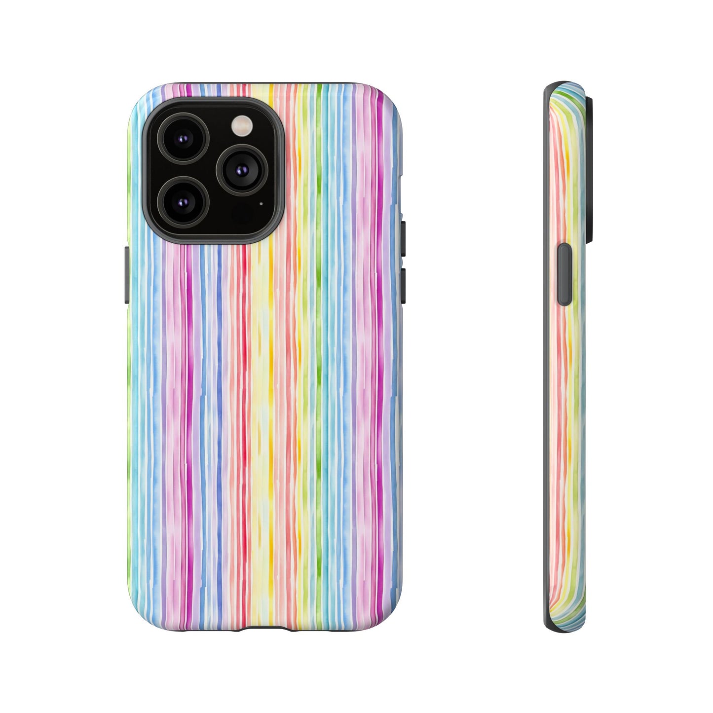 iPhone 14, 1Phone 14 Pro, iPhone 14 Plus, iPhone 14 Pro Max - Pastel Rainbow Vertical Stripes - Tough Phone Cases