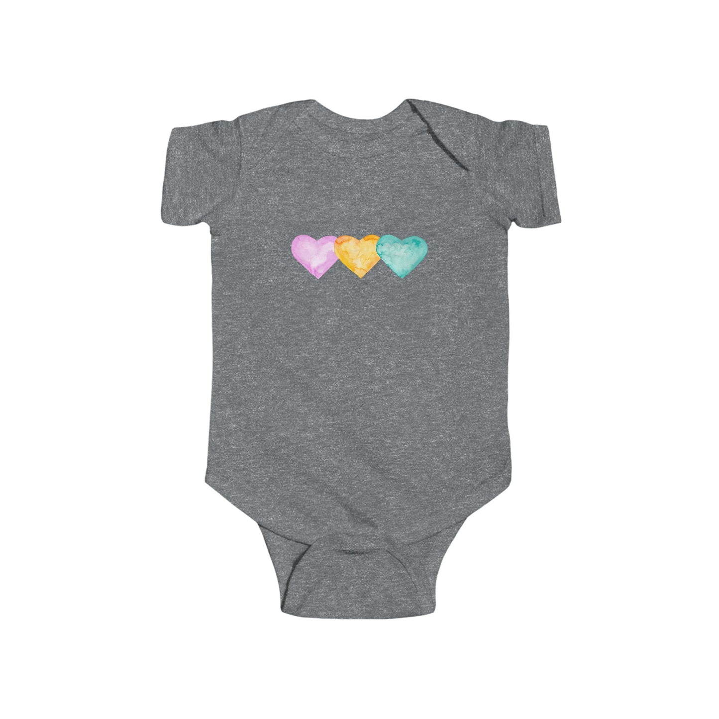 Three Watercolor Hearts - Infant Fine Jersey Bodysuit