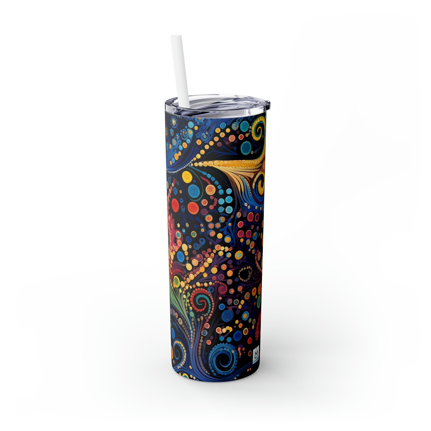 Colorful Psychedelic Swirls 1.12 - Skinny Tumbler with Straw, 20oz - Stainless Steel
