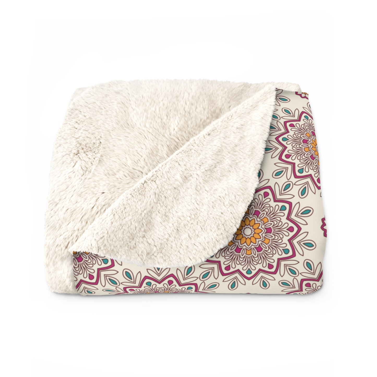 Beautiful, Cozy, Soft - Amazing - Multicolor Boho Mandala 9 - get cozy and stay awhile - Sherpa Fleece Blanket