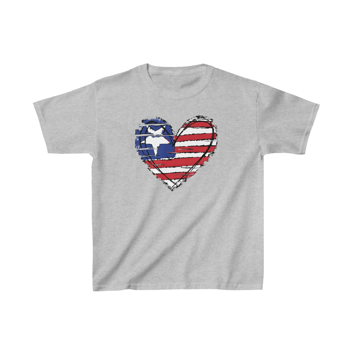 American Flag Heart - 4th of July - Independence Day - Kids Heavy Cotton Tee