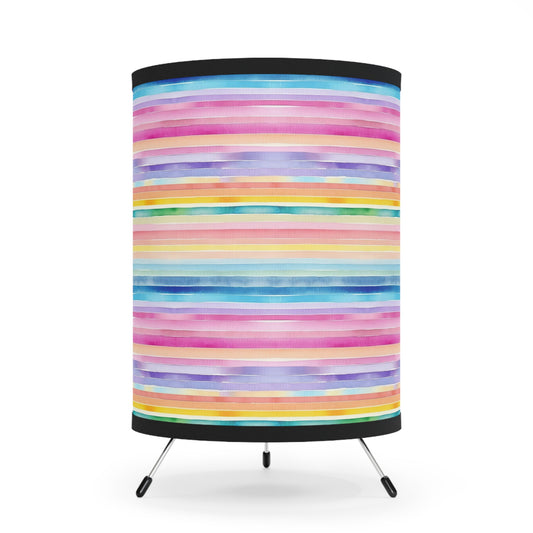 Rainbow Watercolor Horizontal - Tripod Lamp with High-Res Printed Shade, US\CA plug