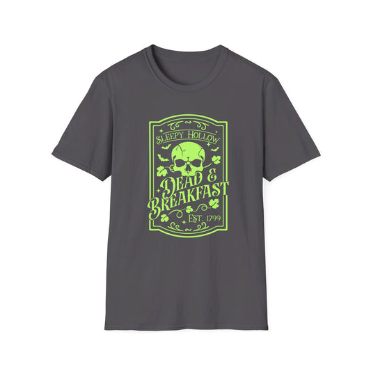 Halloween - Sleepy Hollow Dead & Breakfast Est 1799 - Skull - Trick or Treat - Vintage - Unisex Softstyle T-Shirt