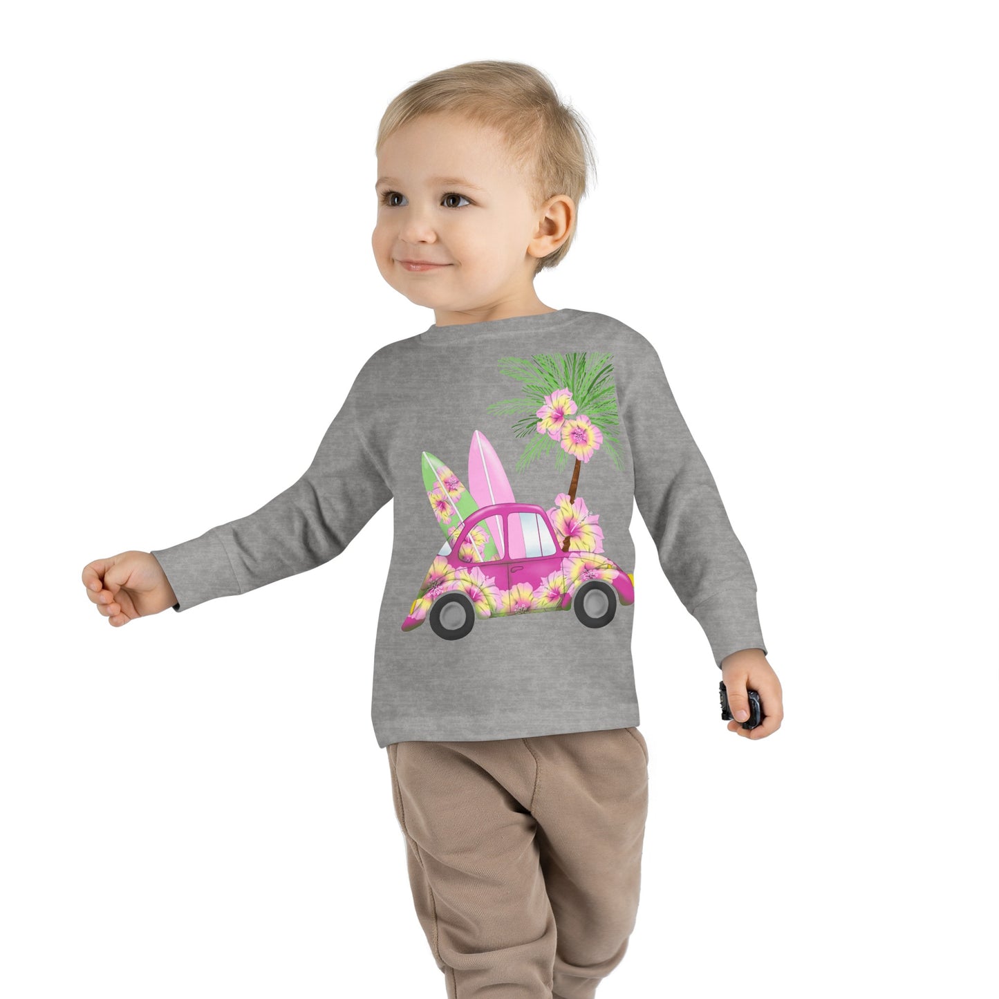 Surf's Up Pink - Toddler Long Sleeve Tee
