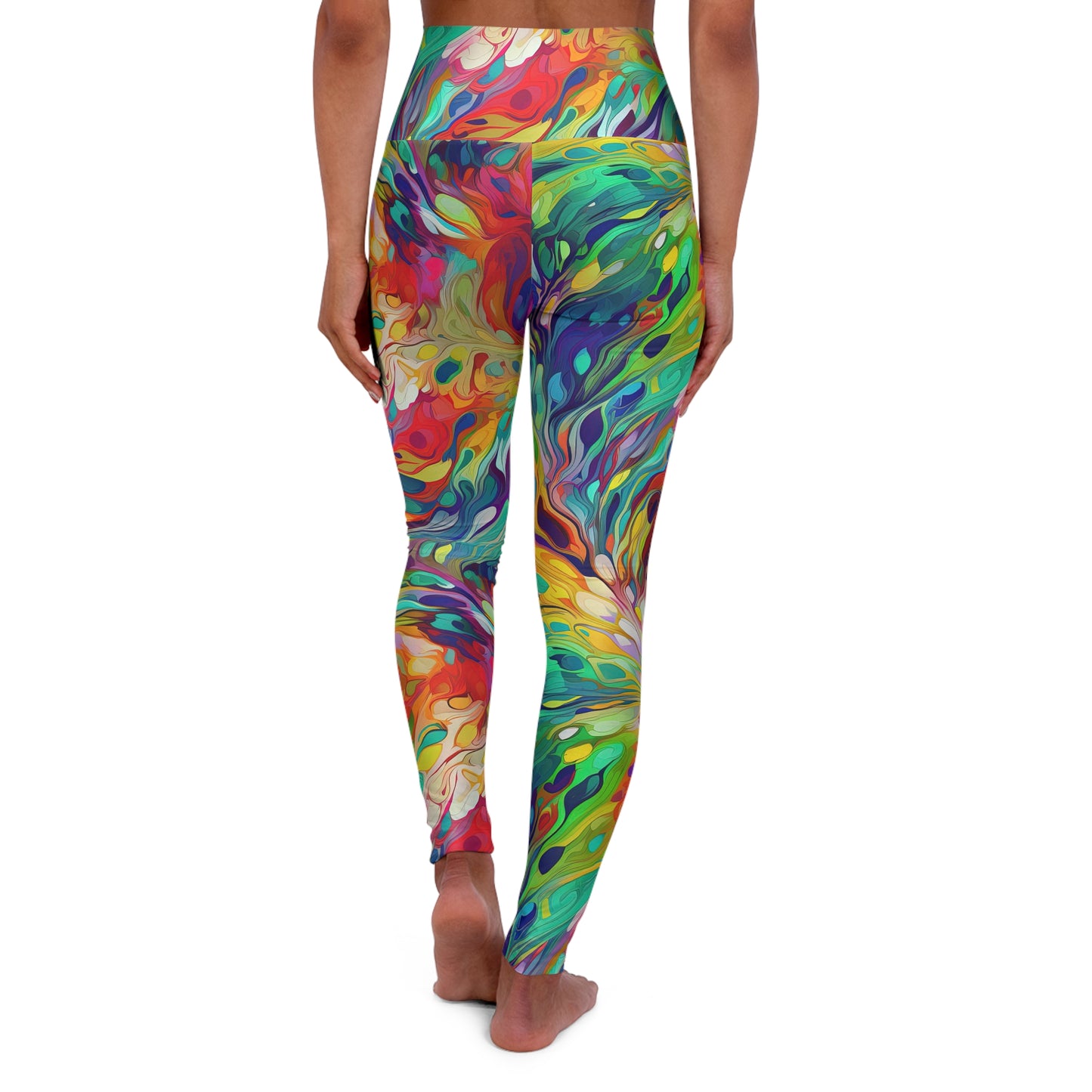 Vibrant Abstract Multicolor - High Waisted Yoga Leggings