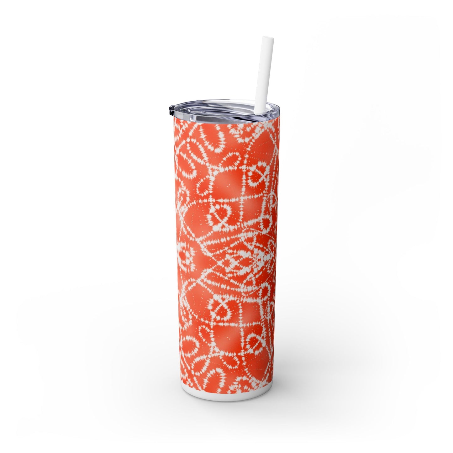 Batik - Orange - Skinny Tumbler with Straw, 20oz - Stainless Steel