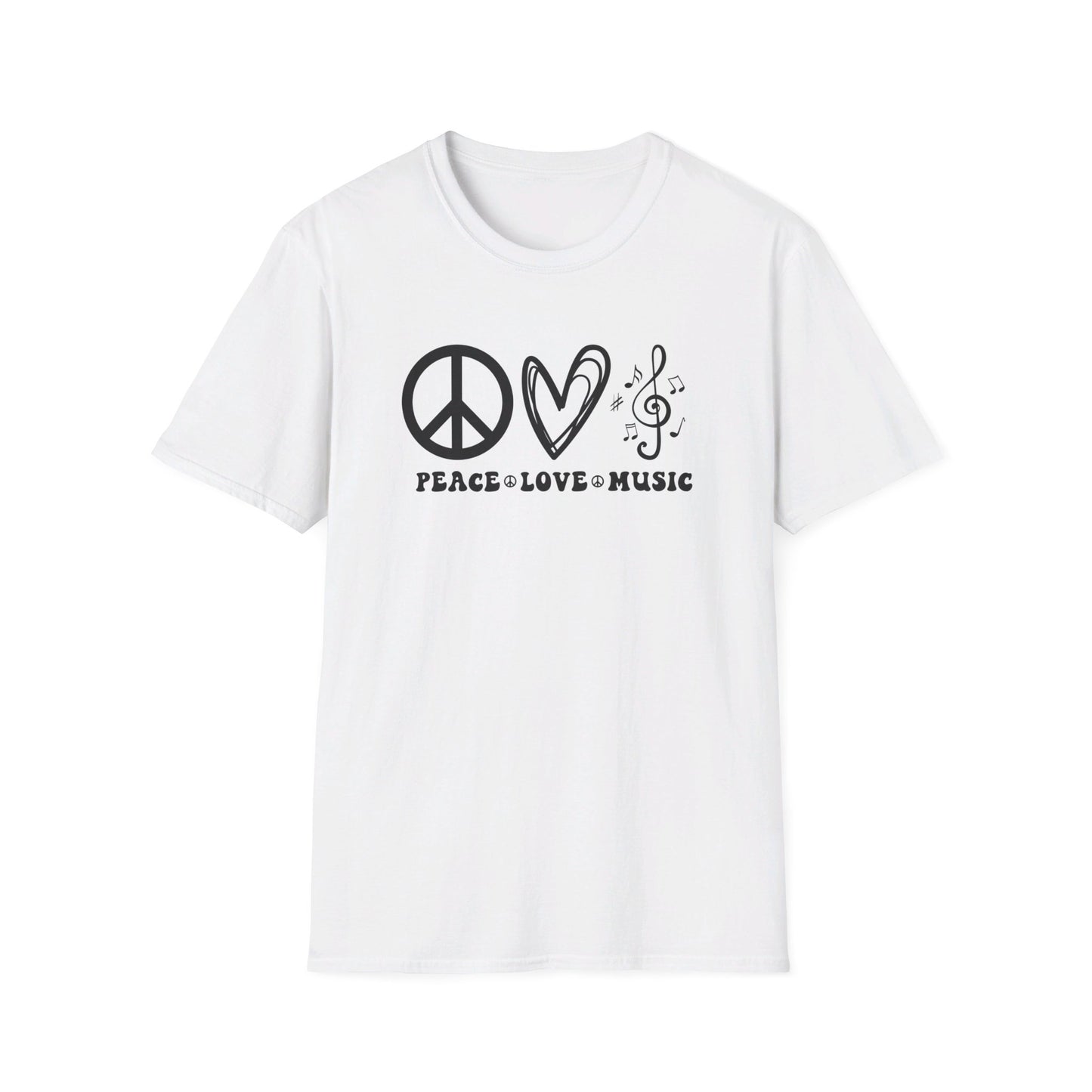 Peace, Love, Music - Unisex Softstyle T-Shirt