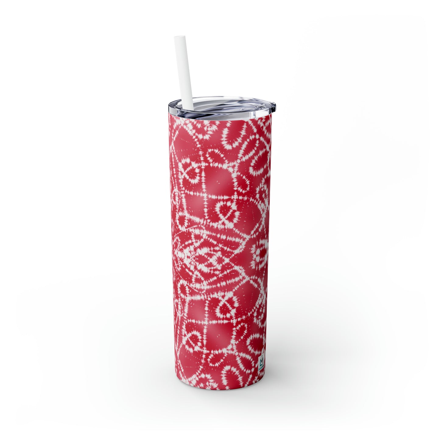 Red Batik - Skinny Tumbler with Straw, 20oz - Stainless Steel