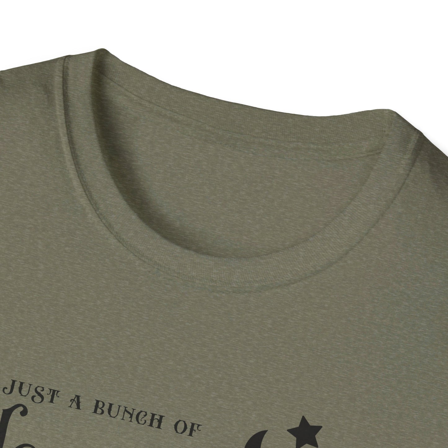 Halloween - It's Just a Bunch of Hocus Pocus - Witch - Broom - Stars - Moon - Unisex Softstyle T-Shirt