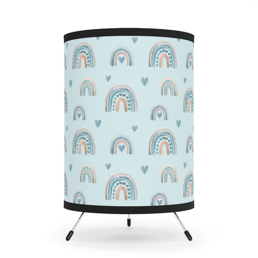 Blue Boho Rainbow Pattern 4 - Tripod Lamp with High-Res Printed Shade, US\CA plug