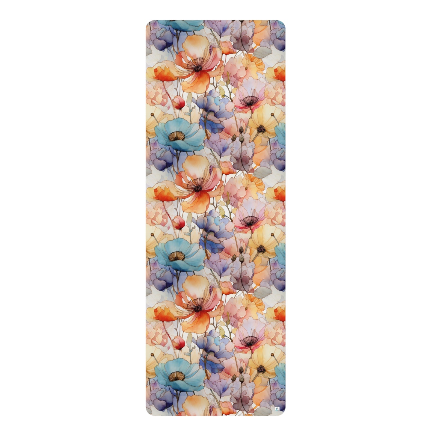 Beautiful Multicolor Flowers Watercolor 15 - Abstract Rainbow - Rubber Yoga Mat