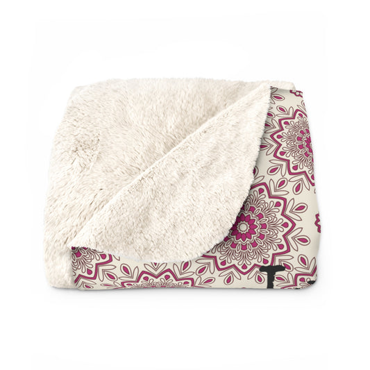 Beautiful, Cozy, Soft - Pink Boho Mandala 8 - Life isn't about waiting...Dance in the Rain - Inspirational Quotes - Sherpa Fleece Blanket