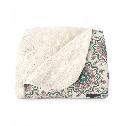 Beautiful, Cozy, Soft - Amazing - Blue Boho Mandala 10 - Let Whatever You Do Today Be Enough - Inspirational Quote - Sherpa Fleece Blanket