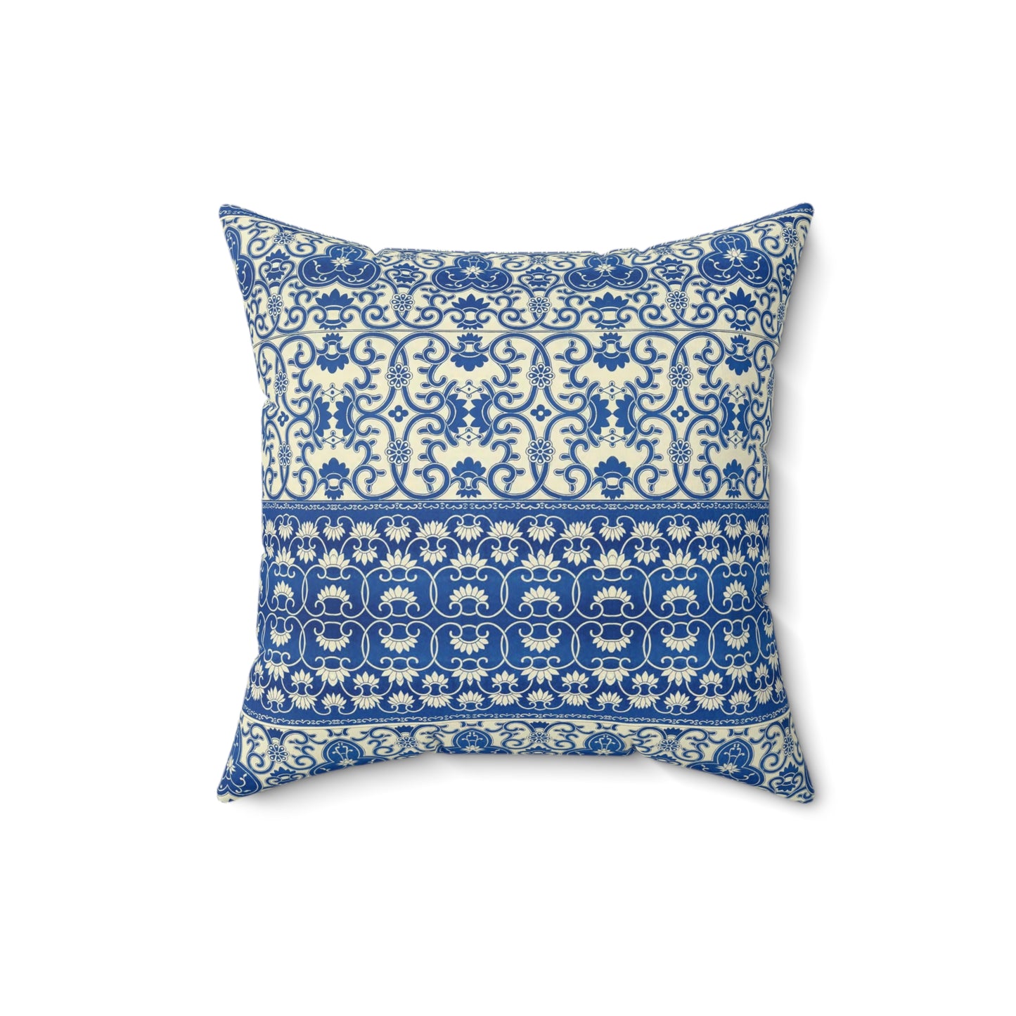 Blue Boho Pattern 10 - Faux Suede Square Pillow