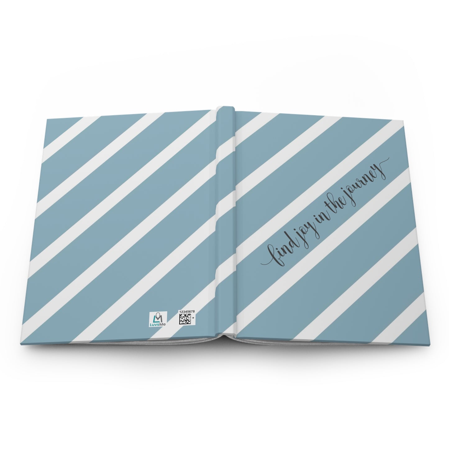 Find joy in the journey - Self Love - Inspirational Quote  - Blue White Diagonal 4 - Hardcover Journal Matte