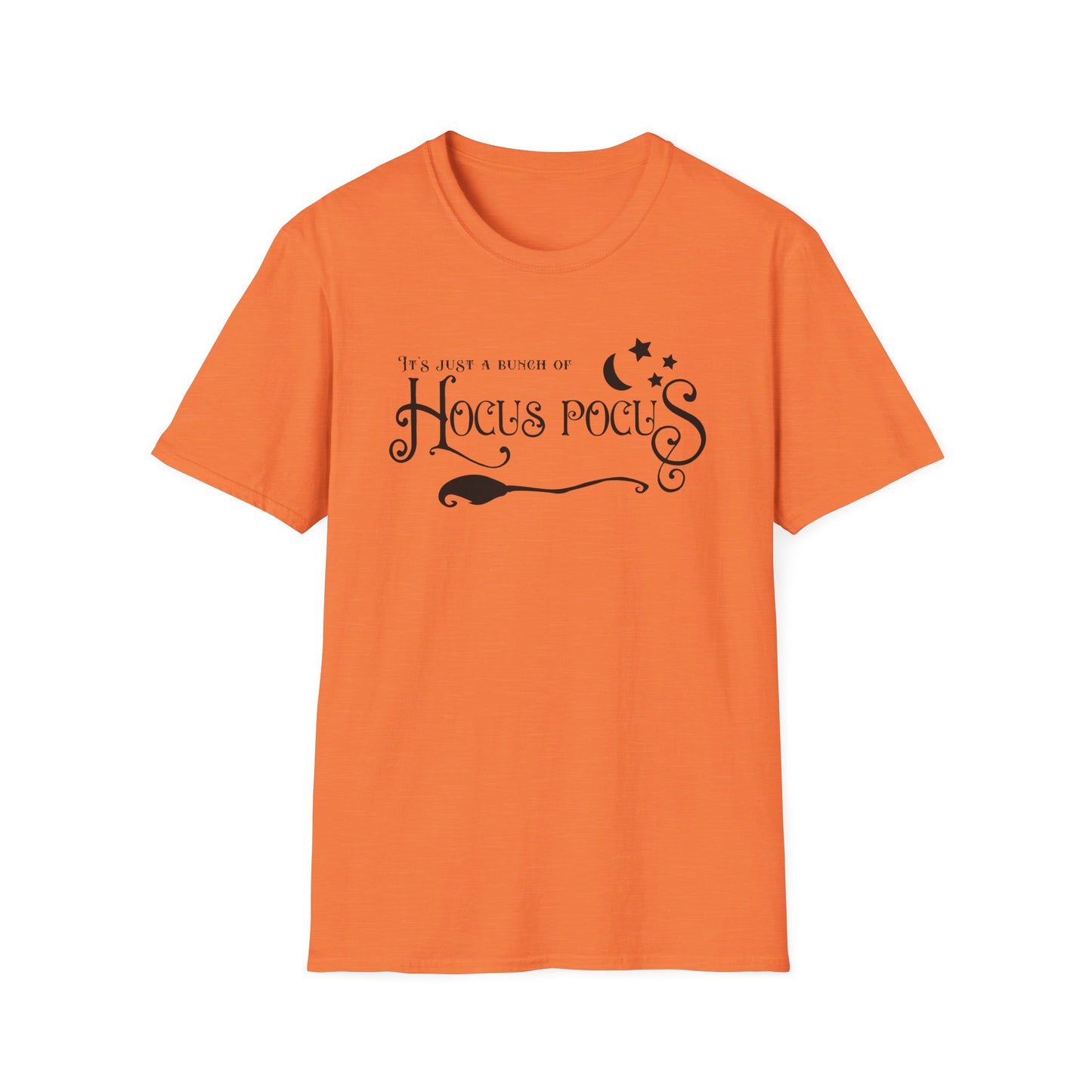 Halloween - It's Just a Bunch of Hocus Pocus - Witch - Broom - Stars - Moon - Unisex Softstyle T-Shirt