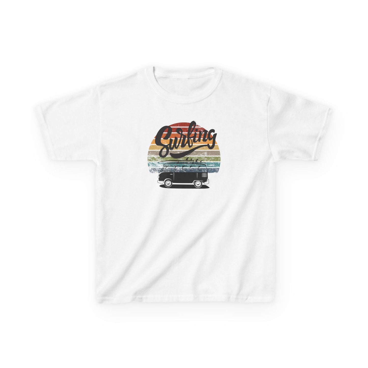 Surfing Van - Retro - Kids Heavy Cotton Tee