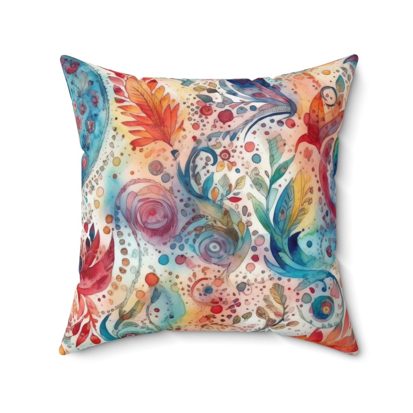 Watercolor Multicolor Paisleys 4 - Beautiful, Shabby Chic, Boho, Fun - Faux Suede Square Pillow