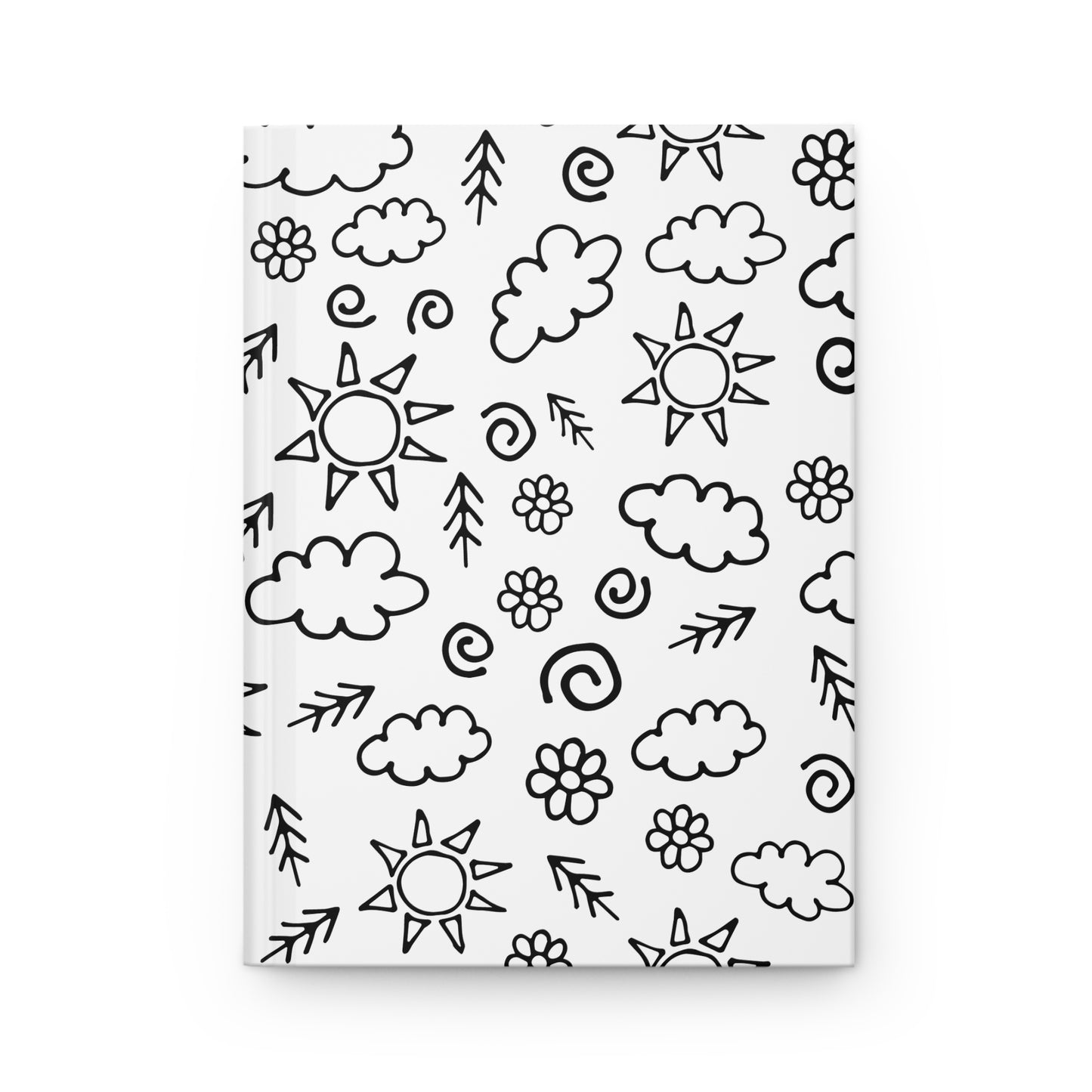 Beautiful Everyday Journaling  - Black and White Doodles - Sunshine, Flowers, and Clouds - Hardcover Journal Matte