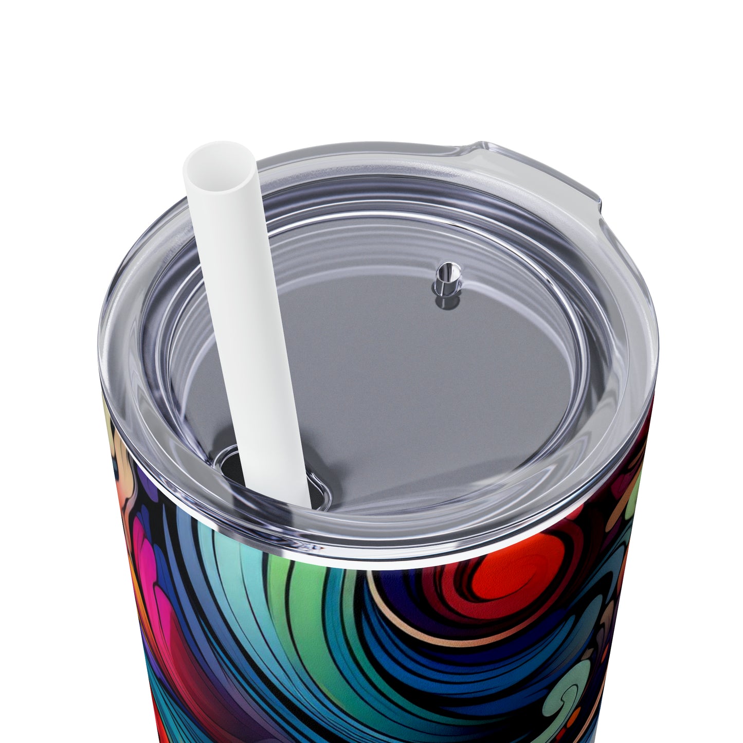 Rainbow Paisley 1.3 - Skinny Tumbler with Straw, 20oz - Stainless Steel